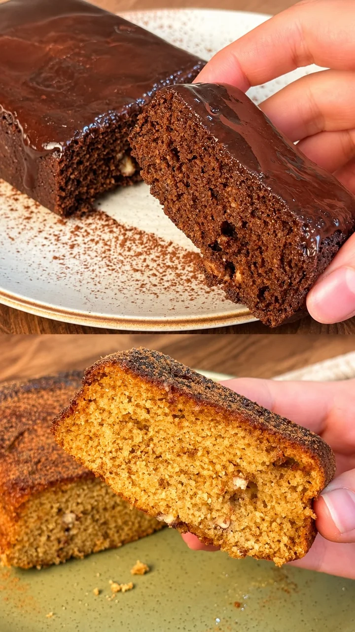 Montagem de dois bolos caseiros fatiados, chocolate e maçã